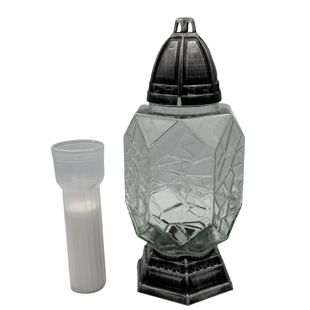 Znicz Castel Szklany Premium z Efektem Kryształu 31cm z Wkładem (2).jpg