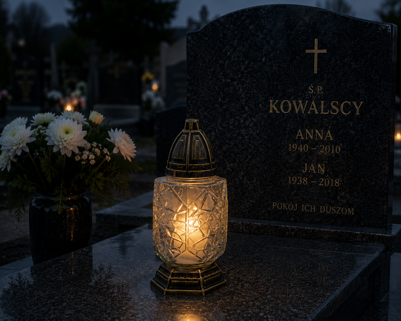 Znicz Castel Szklany Premium z Efektem Kryształu 31cm z Wkładem.png