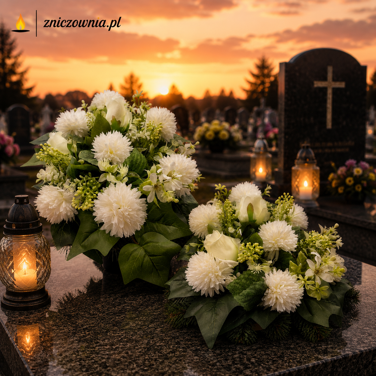 Komplet zestaw stroików "RÓŻANA HARMONIA" Chryzantemy z Różami (Misa + Wazon)