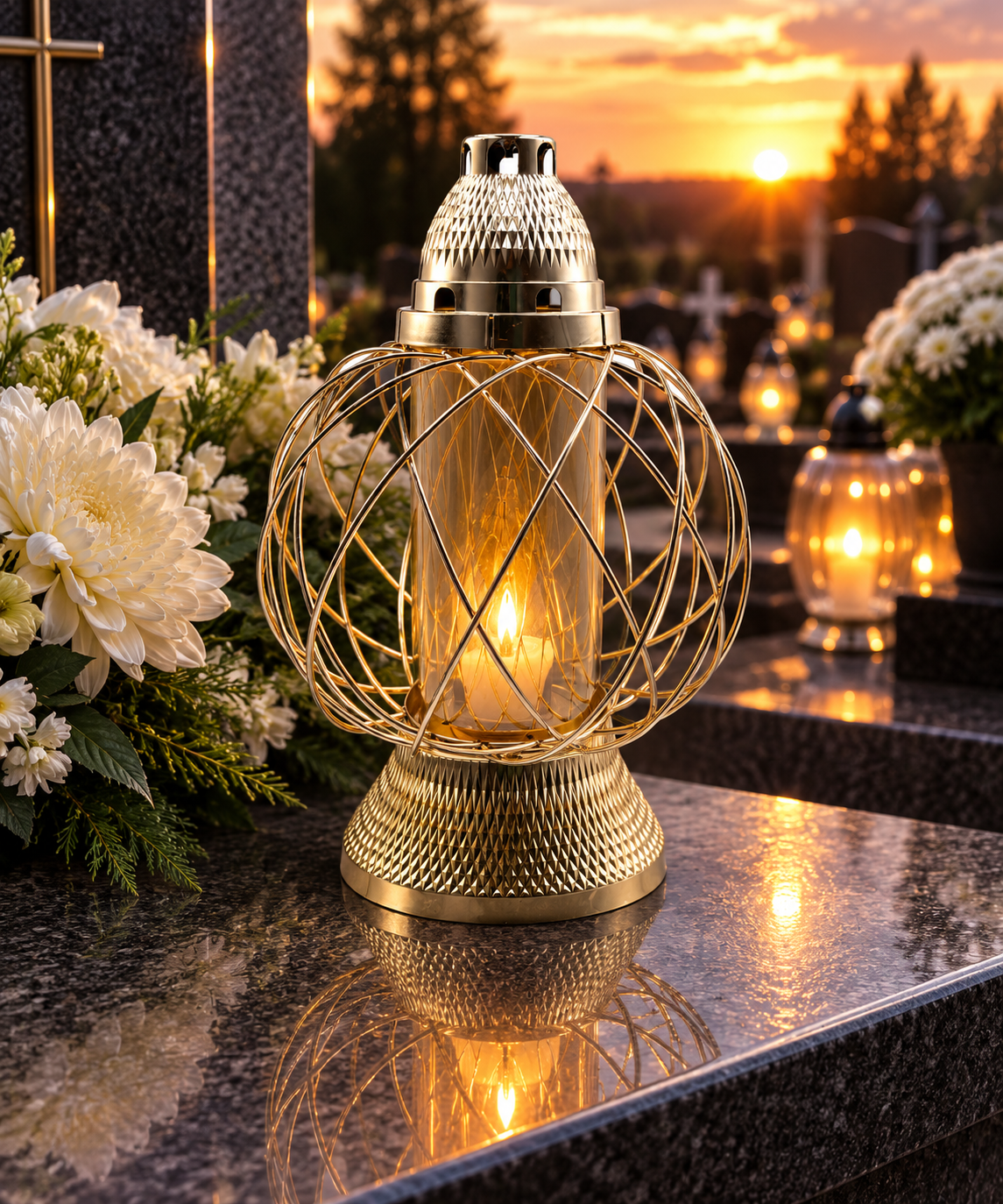 Elegancki znicz metalowy ażurowy KULA