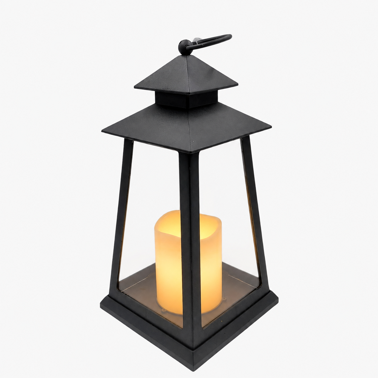 Czarny lampion dekoracyjny LED DUŻY – nowoczesna forma na nagrobek