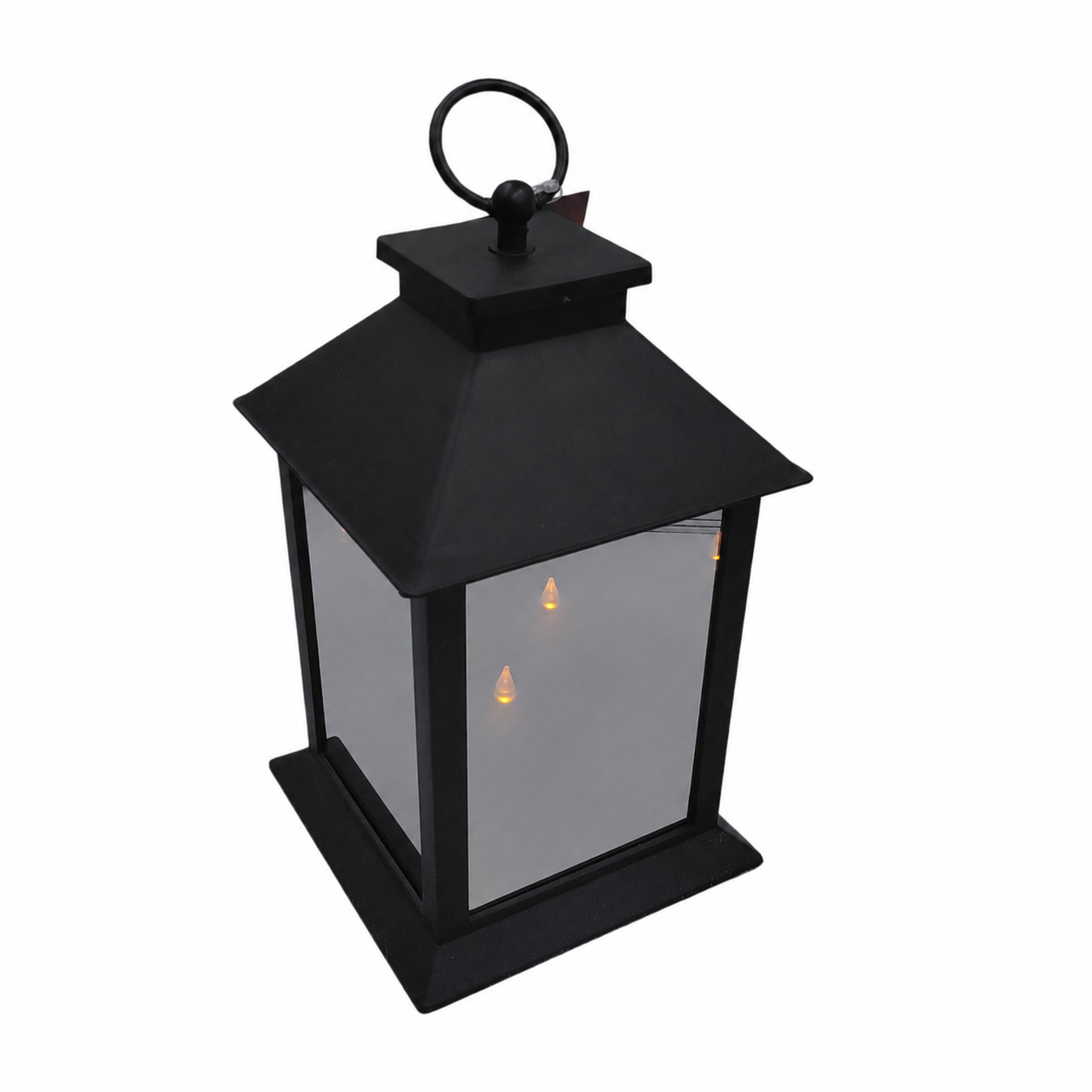 Lampion LED z trzema świecami PREMIUM – ciepłe światło, czarny