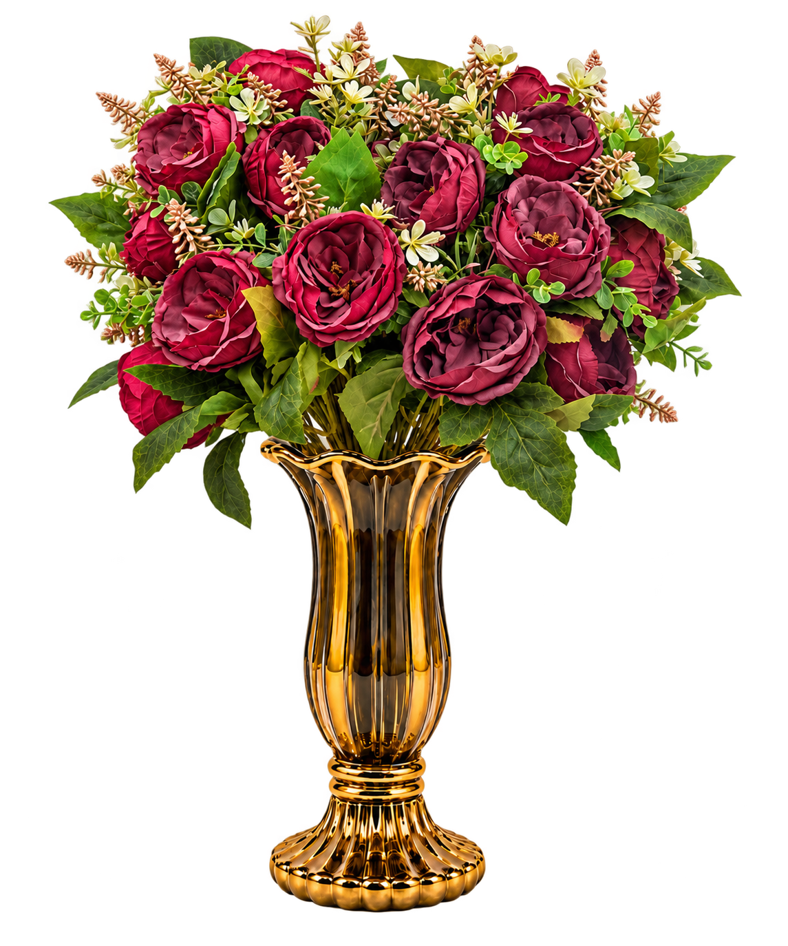 Sztuczna gałązka róży ''Velvet'' z 8 kwiatami - 2 kolory
